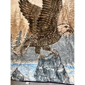 Vintage San Marcos Eagle Blanket Throw Reversible Jacquard Woven 56x80 Brown New